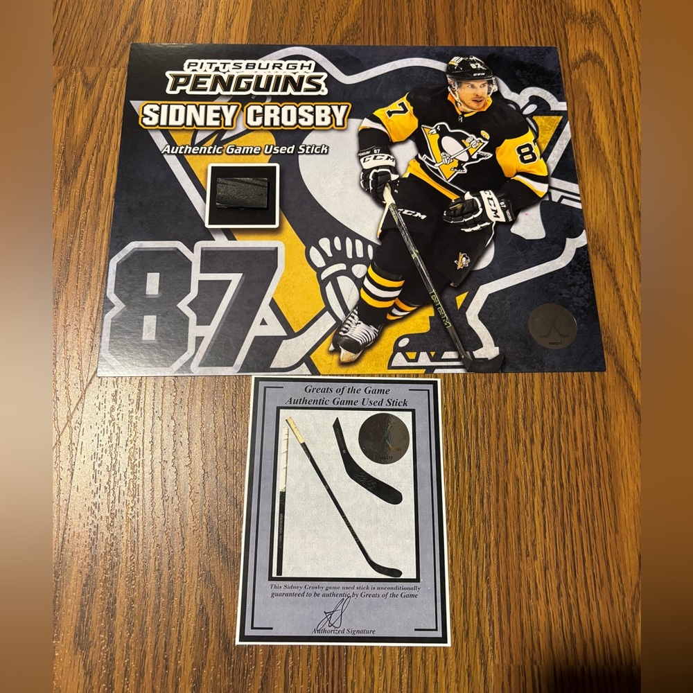 Sidney Crosby game used stick piece photo